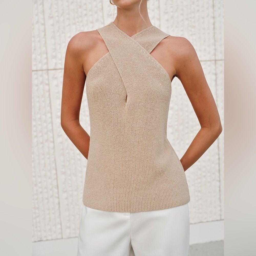 Commense Halter Cross-Over Collar Tank Top - Picture 4 of 8